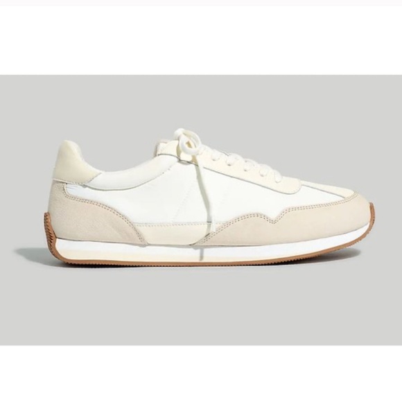 Madewell League Washed Nubuck Leather Sneakers in Cloud Linen - Picture 2 of 12